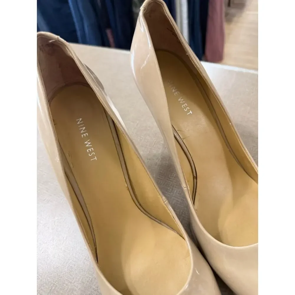Nine West Ambitious Nude Patent Heels women's size 10